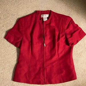 Jones Wear red linen/rayon lined jacket Size 10
